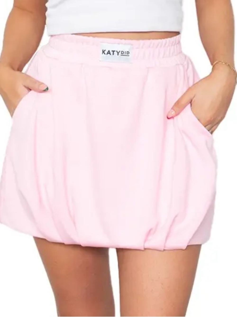 Katydid Light Pink Bubble Mini Skirt